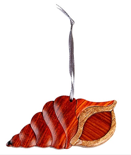 Double Side Wood Intarsia Ornament - Sea shell