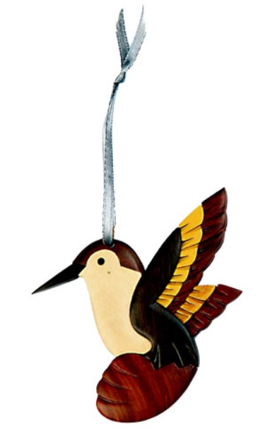 Double Side Wood Intarsia Ornament - Hummingbird