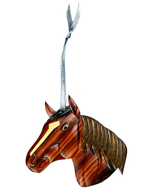 Double Side Wood Intarsia Ornament - Horse