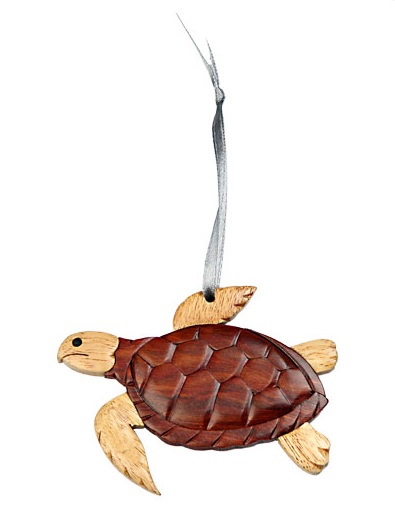 Double Side Wood Intarsia Ornament - Sea Turtle