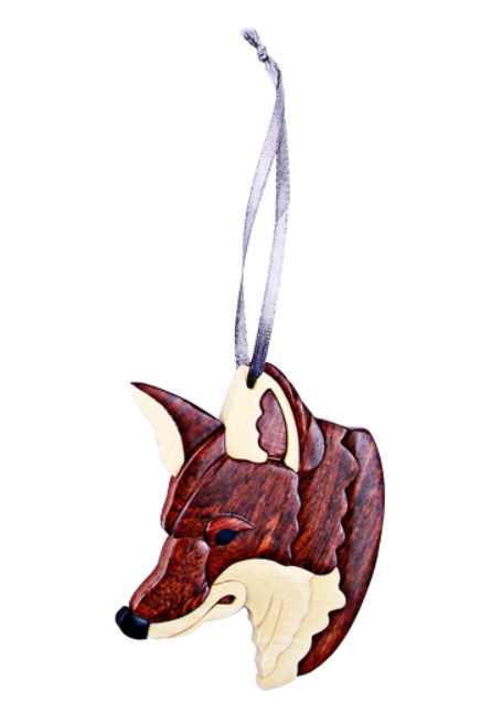 Double Side Wood Intarsia Ornament - Red Fox