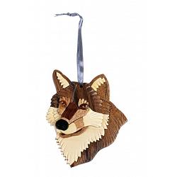 Double Side Wood Intarsia Ornament - Wolf