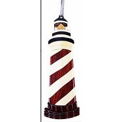 Double Side Wood Intarsia Ornament - Striped Lighthouse