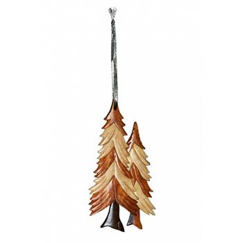 Double Side Wood Intarsia Ornament - Pine Trees